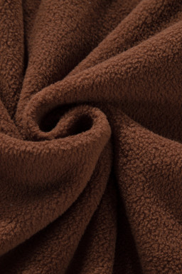 Brown Color Block Patchwork Button Down Fleece Shacket