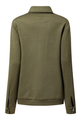 Blackish Green Solid Color Zip Up Button Flap Pocket Shirt Collar Jackets