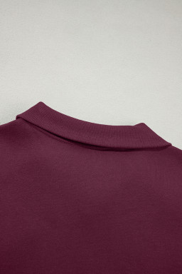 Burgundy Drop Shoulder Zip Up Jacket Drawstring Pants Active 2pcs Set