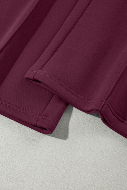 Burgundy Drop Shoulder Zip Up Jacket Drawstring Pants Active 2pcs Set