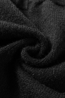 Black Solid Color Textured Detail Button Down Long Sleeve Sweater Cardigan