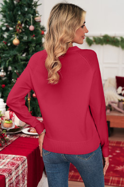 Racing Red MERRY Letter Pattern Christmas Raglan Sleeve Sweater