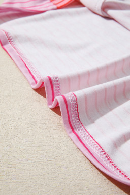 Sachet Pink Striped Patchwork Long Sleeve Top