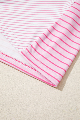 Sachet Pink Striped Patchwork Long Sleeve Top