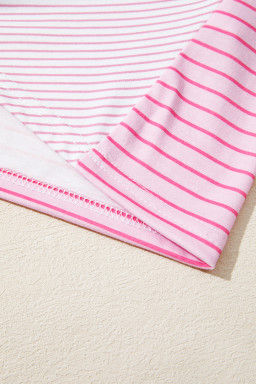 Sachet Pink Striped Patchwork Long Sleeve Top