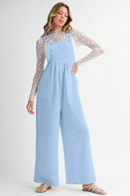 Beau Blue Checkered Pocket High Waist Wide Leg Overall