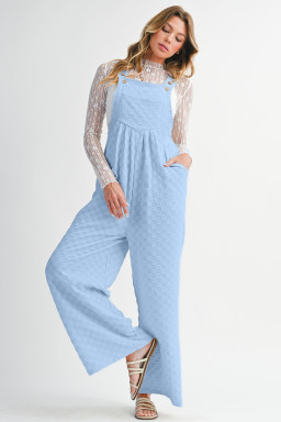 Beau Blue Checkered Pocket High Waist Wide Leg Overall