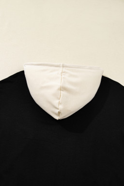 Black Contrast Trim Kangaroo Pocket Hoodie