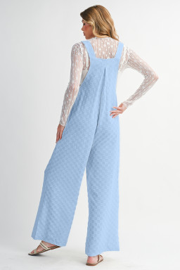 Beau Blue Checkered Pocket High Waist Wide Leg Overall