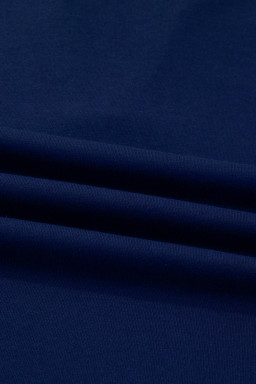 Navy Blue Contrast Striped Cuffs Polo Collar Patchwork Long Sleeve Ruffle Hem Mini Dress