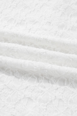 White Sheer Lace Long Sleeve Slim Henley Top