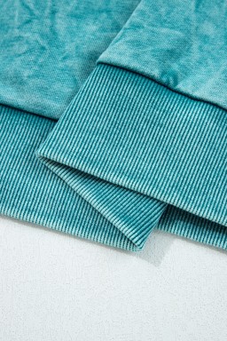 Sea Green  saved by grace Letter Embroidery Mineral Wash Loose Sweatshirt