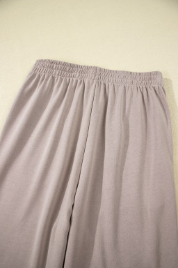 Gray Morn Varsity Striped Detail Cropped Pullover Wide Leg Pants 2pcs Outfit