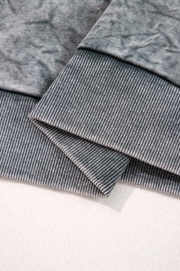 High-rise  saved by grace Letter Embroidery Mineral Wash Loose Sweatshirt