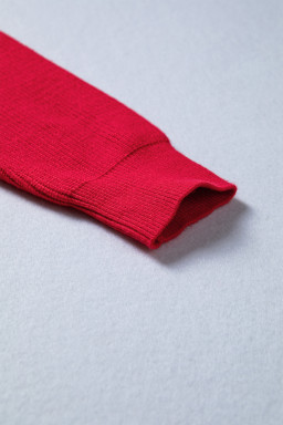 Fiery Red Braided Bow Pattern Sweater