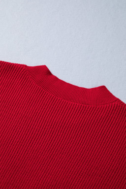 Fiery Red Braided Bow Pattern Sweater