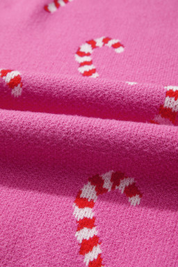 Sachet Pink Christmas Candy Cane Drop Shoulder Sweater