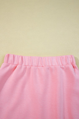 Pink Half Zip Sporty Pullover Mini Skort 2pcs Outfit