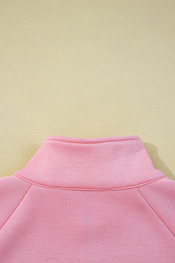 Pink Half Zip Sporty Pullover Mini Skort 2pcs Outfit