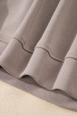 Gray Morn Varsity Striped Detail Cropped Pullover Wide Leg Pants 2pcs Outfit