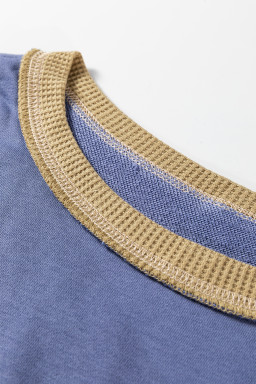 Wild Wind Colorblock Waffle Patchwork Oversize Sweatshirt