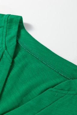 Mist Green Casual Button V Neck Long Sleeve T-Shirt