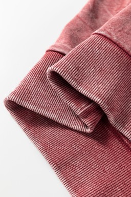 Mineral Red saved by grace Letter Embroidery Mineral Wash Loose Sweatshirt