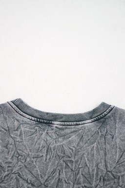 High-rise  saved by grace Letter Embroidery Mineral Wash Loose Sweatshirt