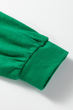 Mist Green Casual Button V Neck Long Sleeve T-Shirt