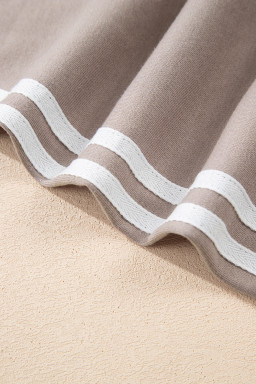 Gray Morn Varsity Striped Detail Cropped Pullover Wide Leg Pants 2pcs Outfit