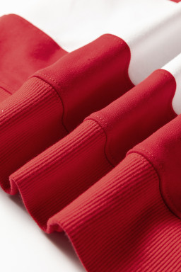 Fiery Red Colorblock Drop Shoulder Baggy Sweatshirt