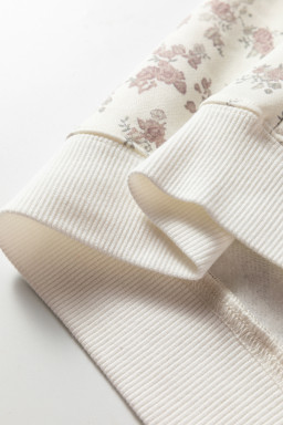 White Ditsy Floral Print Cozy Pullover Drawstring Pants Set