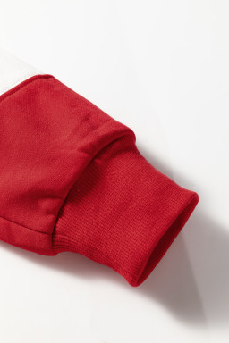 Fiery Red Colorblock Drop Shoulder Baggy Sweatshirt