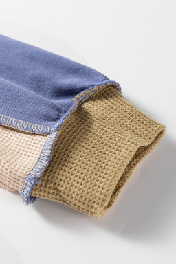 Wild Wind Colorblock Waffle Patchwork Oversize Sweatshirt