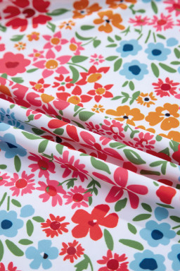 Red Floral Print Ricrac Trim Spaghetti Strap One Piece Swim Dress