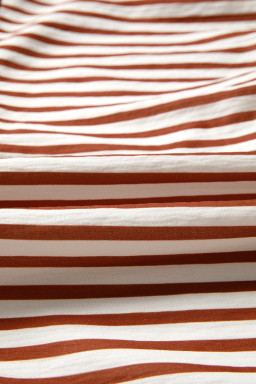 Brown Striped Drawstring V Neck Blouse