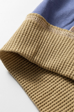 Wild Wind Colorblock Waffle Patchwork Oversize Sweatshirt