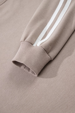 Gray Morn Varsity Striped Detail Cropped Pullover Wide Leg Pants 2pcs Outfit