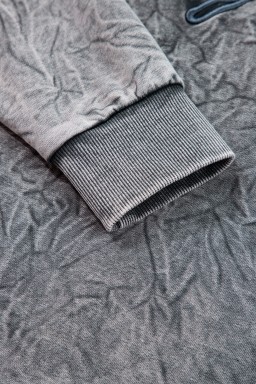 High-rise  saved by grace Letter Embroidery Mineral Wash Loose Sweatshirt