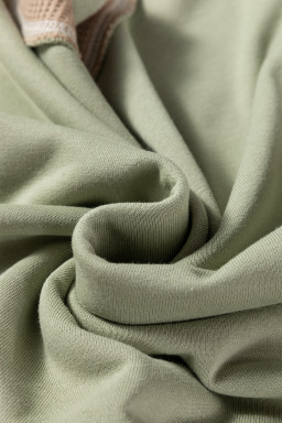 Smoke Green Colorblock Waffle Patchwork Oversize Sweatshirt