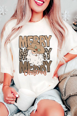 White Merry Christmas Western Santa Claus T Shirt