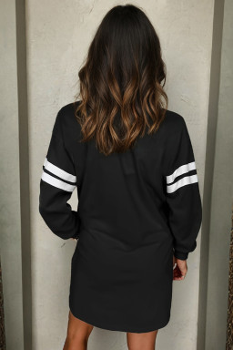 Black Colorful Sequin Christmas Tree Patched Varsity Sweatshirt Dress