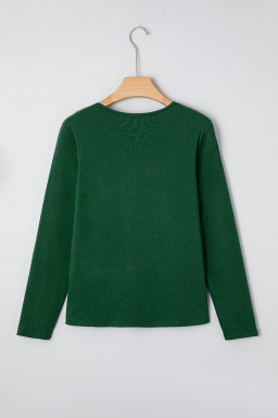 Evergreen  Asymmetric Seam Detail Solid Color Long Sleeve Top