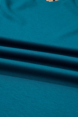 Sea Green Leopard Patchwork Detail Quarter Zip Collared Plus Size Mini Dress