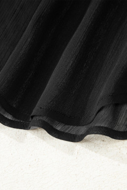 Black Sheer Tunic Shirt Drawstring Shorts 2pcs Swim Cover Up