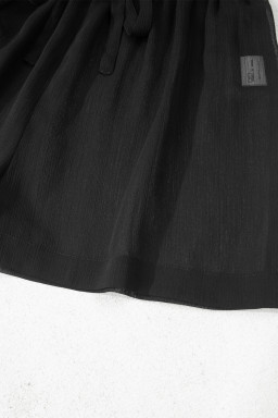 Black Sheer Tunic Shirt Drawstring Shorts 2pcs Swim Cover Up