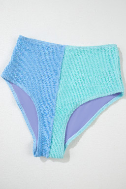 Sky Blue Corded Colorblock Square Neck Bikini Swimsuit