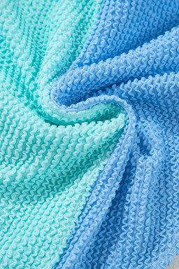 Sky Blue Corded Colorblock Square Neck Bikini Swimsuit