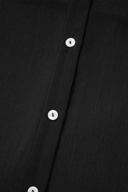 Black Sheer Tunic Shirt Drawstring Shorts 2pcs Swim Cover Up