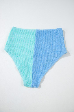Sky Blue Corded Colorblock Square Neck Bikini Swimsuit